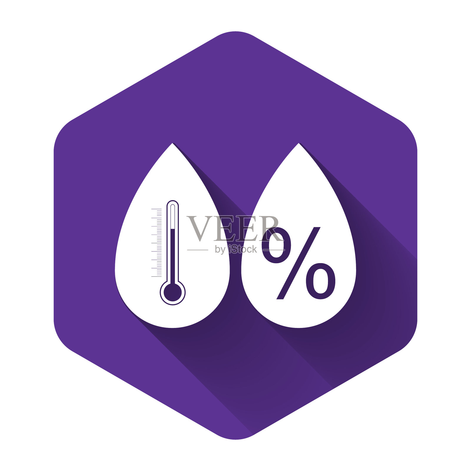 白色湿度图标孤立与长阴影插画图片素材