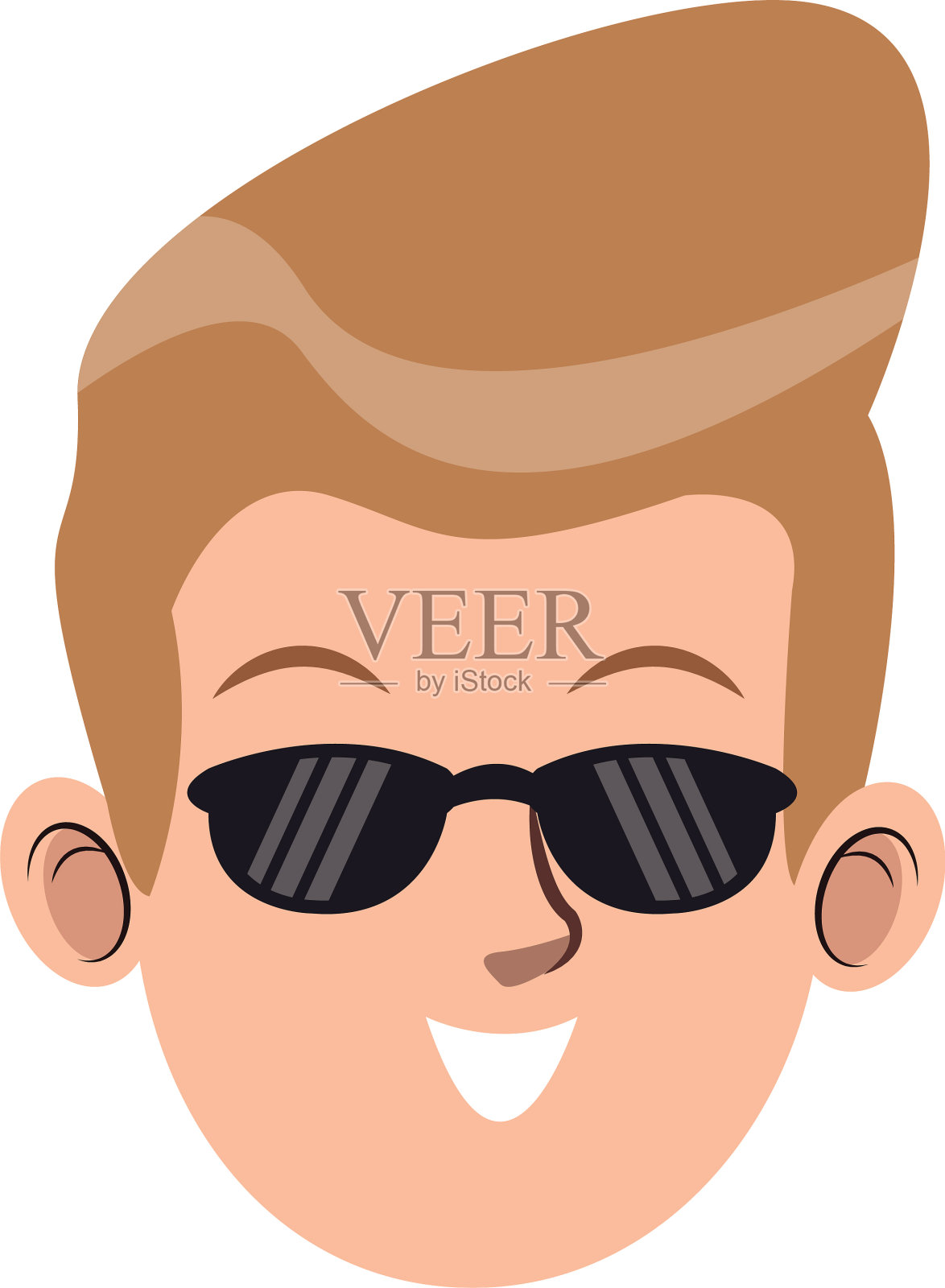 酷男人的脸与太阳镜图标插画图片素材