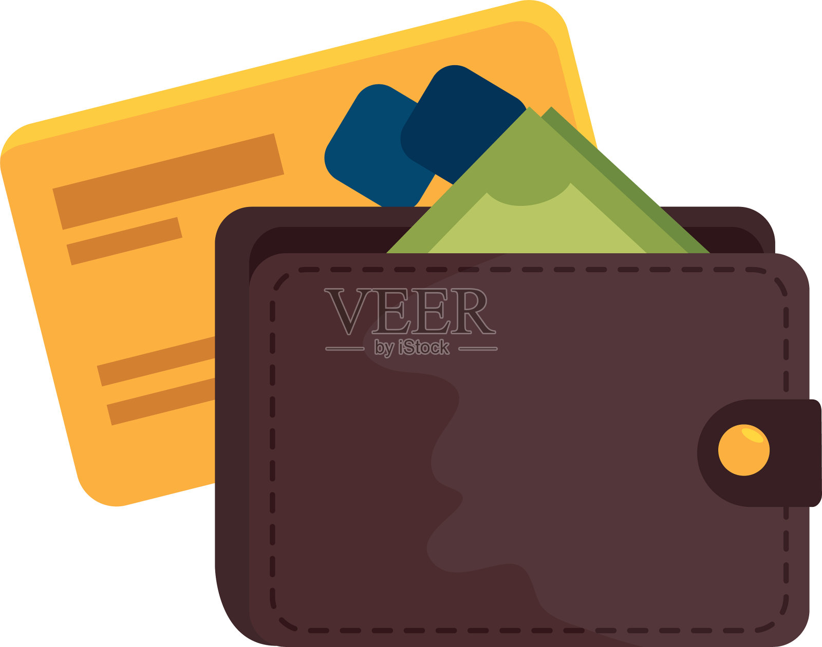 信用卡与钱包隔离图标设计元素图片