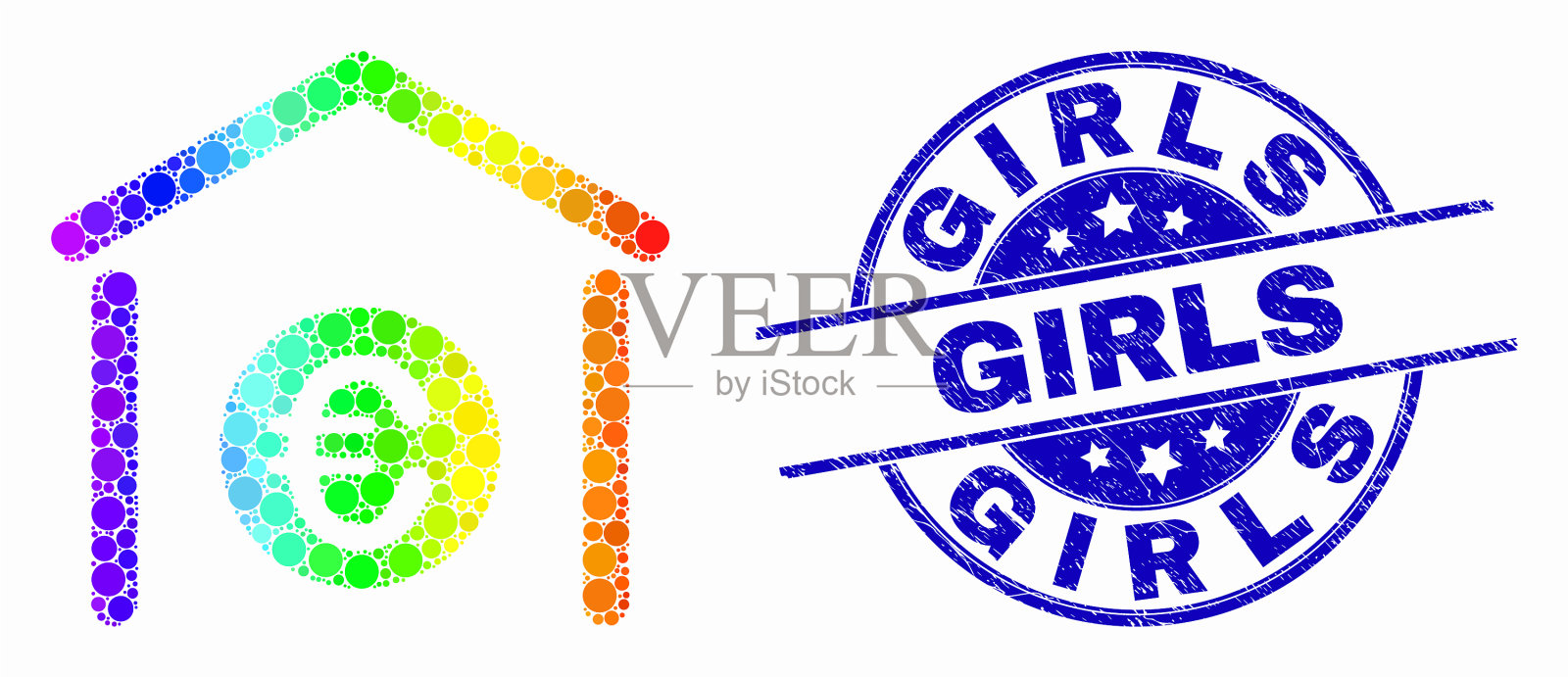 光谱像素化的欧元银行图标和插画图片素材