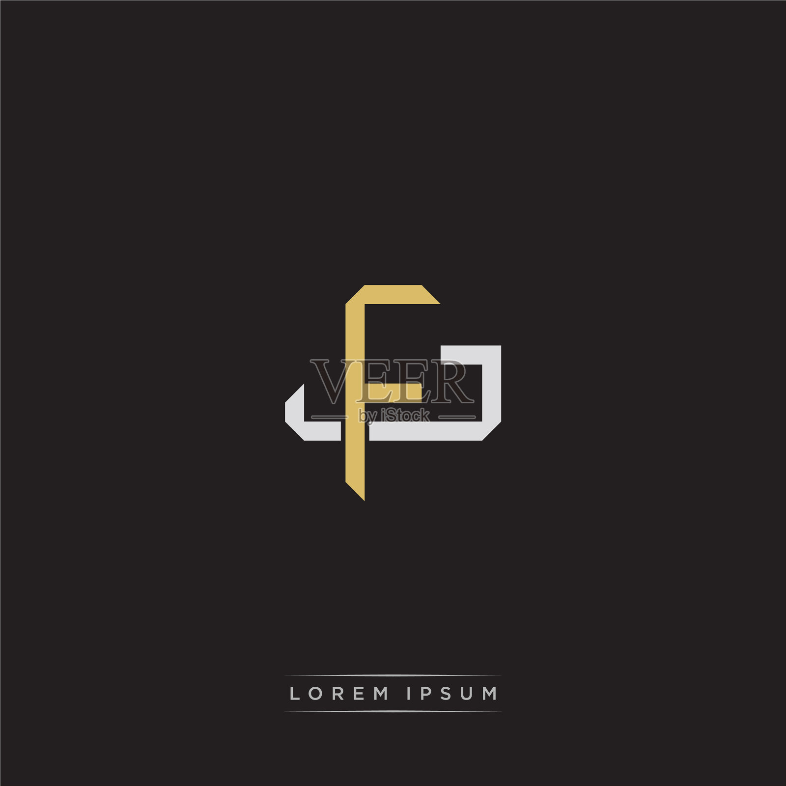 Fj首字母重叠互锁标志插画图片素材