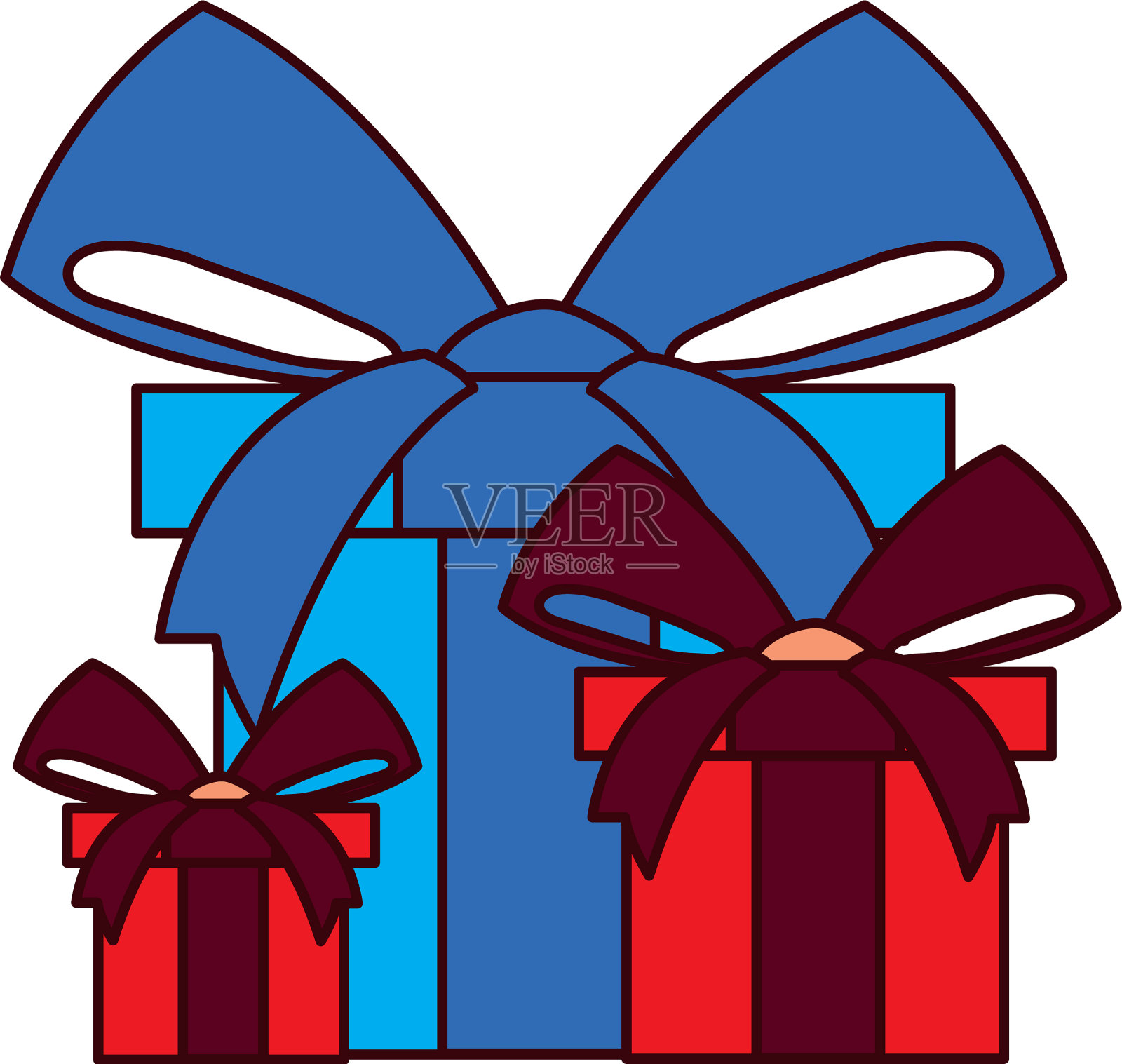 白色背景上有丝带的礼盒设计元素图片