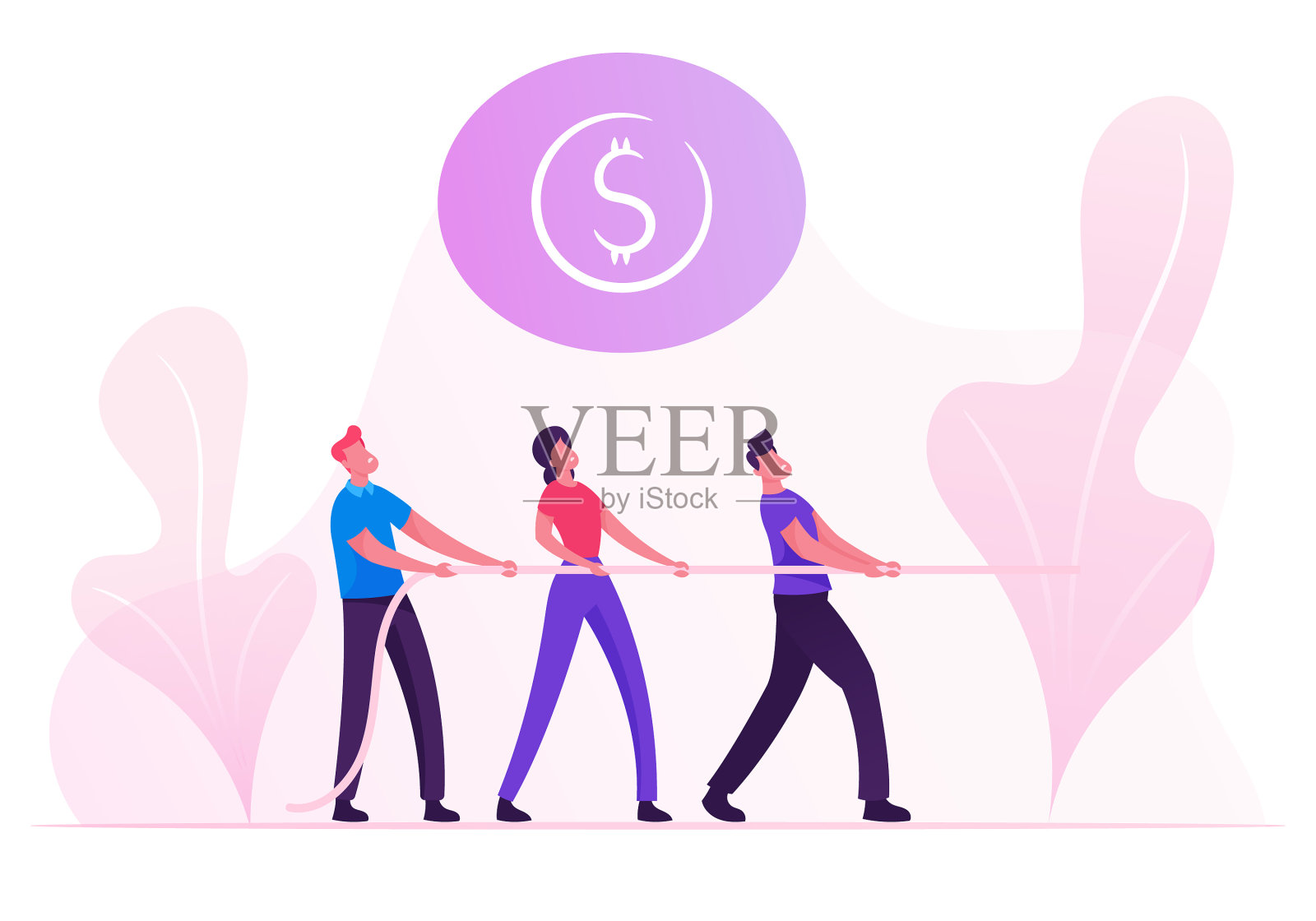 同事们在拔河拉绳设计元素图片