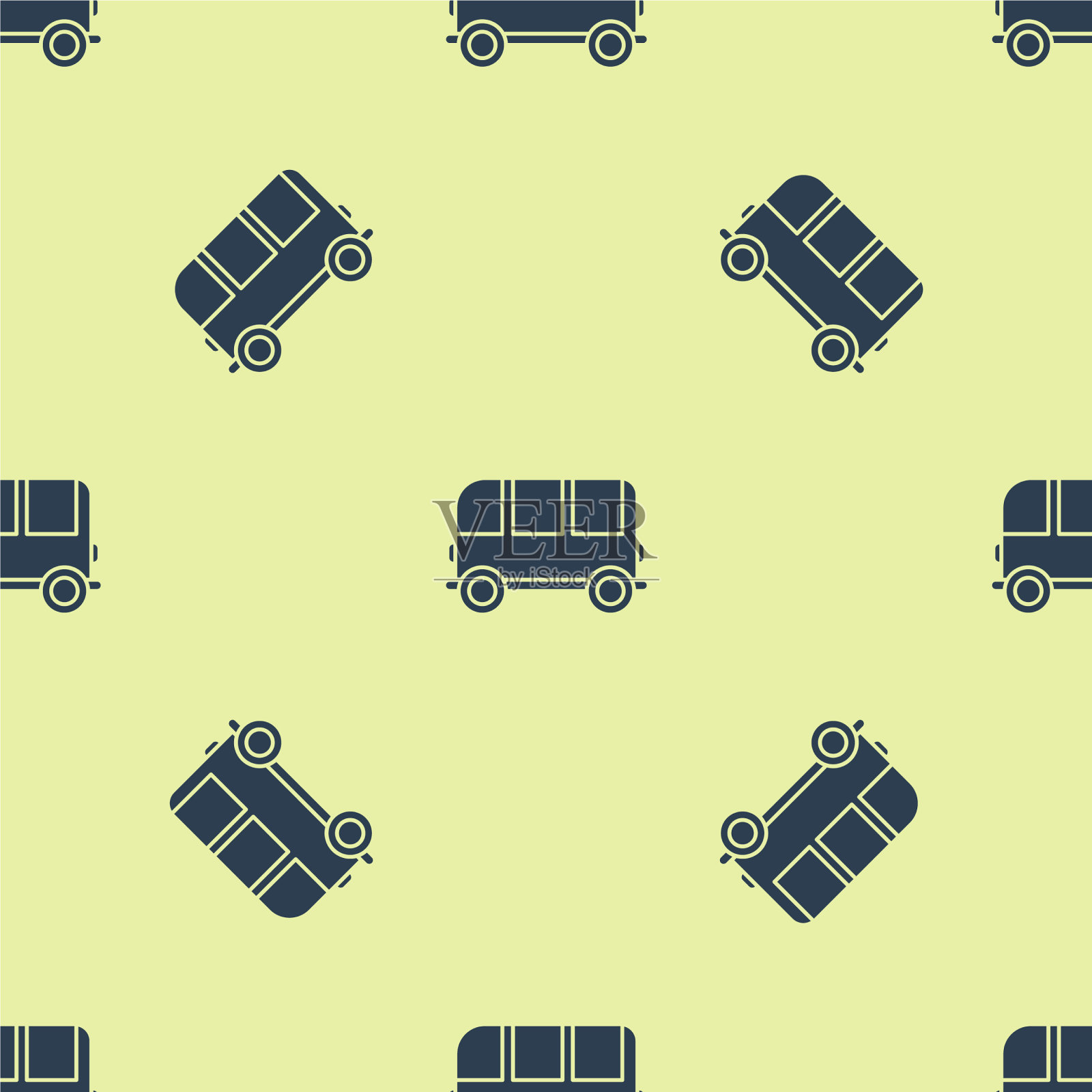 蓝色校车图标隔离无缝图案上插画图片素材