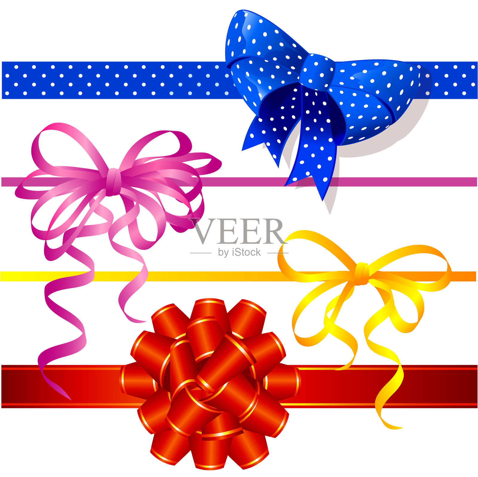 漂亮的红色条幅配有金色条纹插画图片素材