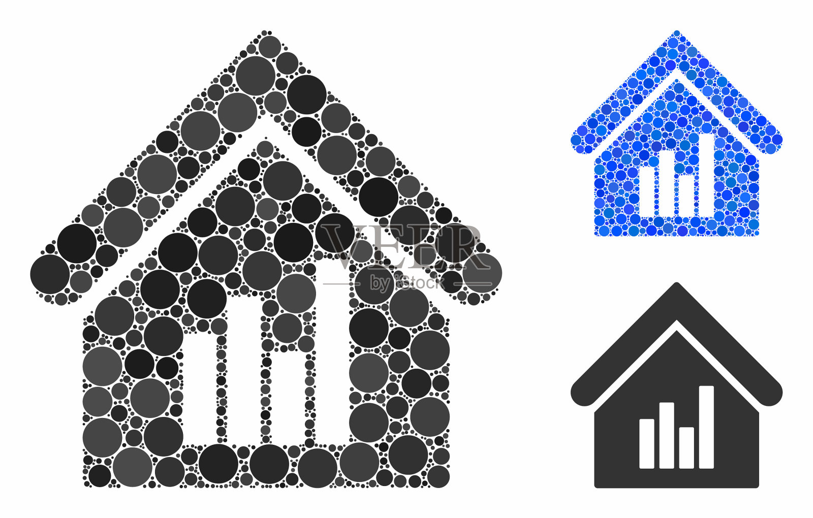 房地产条形图马赛克图标圆点插画图片素材