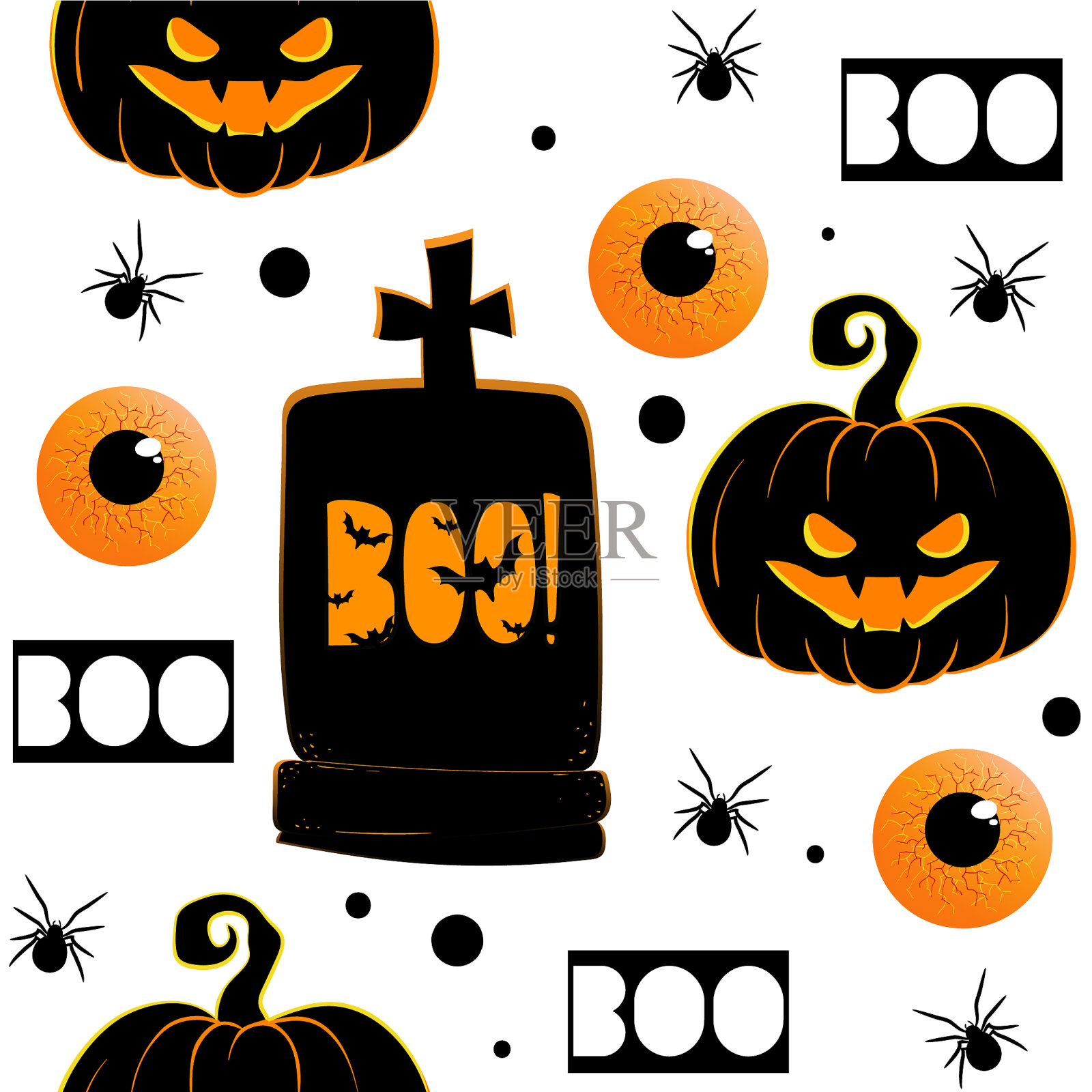 无缝图案与手绘涂鸦万圣节插画图片素材