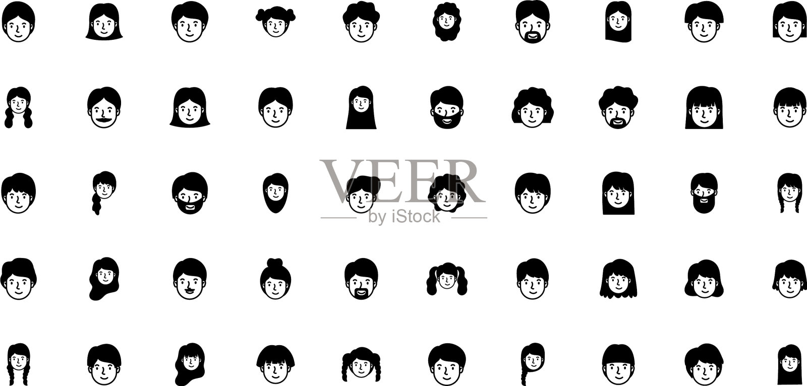 头像女人的脸插画图片素材