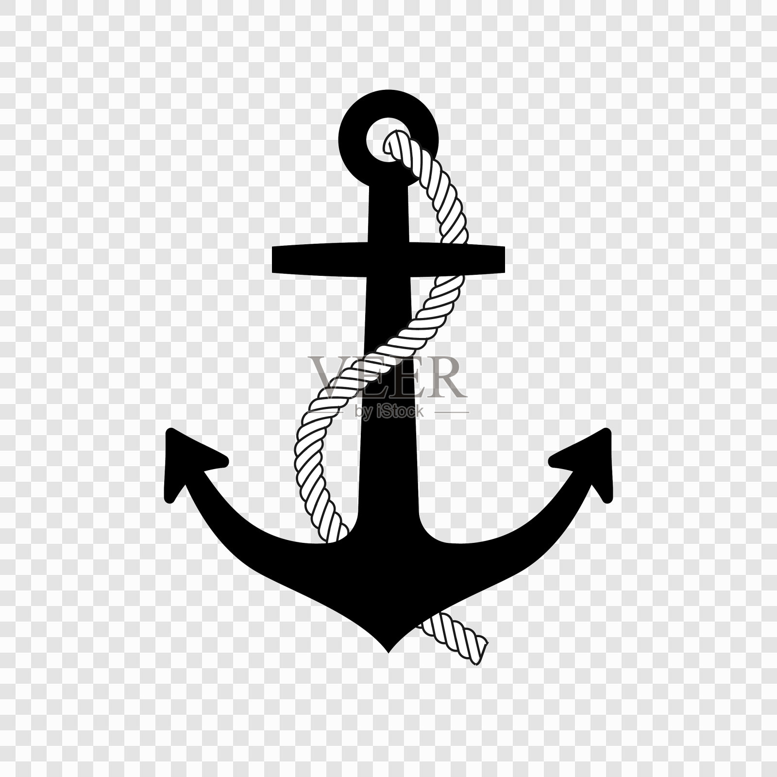 有绳子图标的航海锚插画图片素材