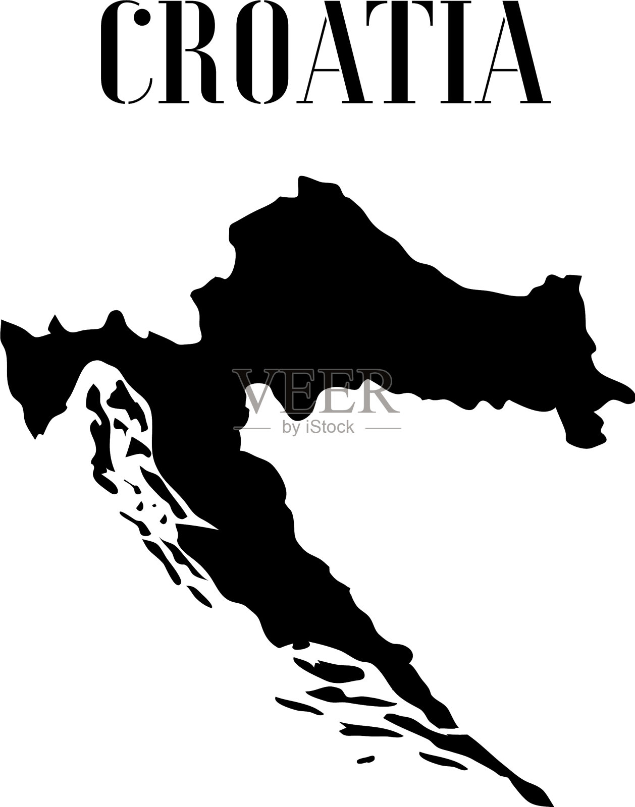 克罗地亚轮廓集插画图片素材