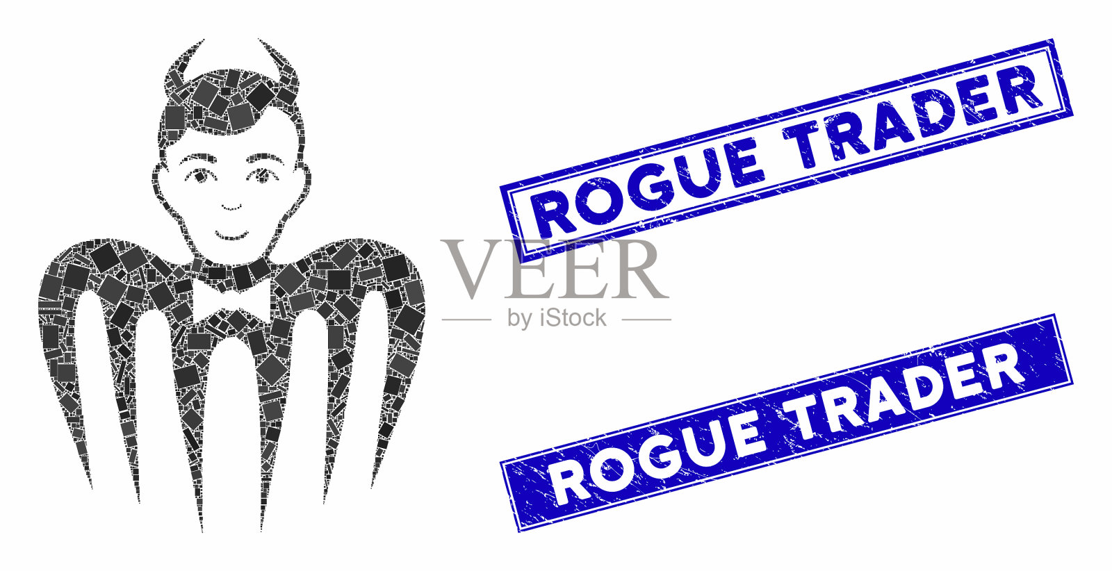 经理幽灵魔鬼马赛克和苦恼插画图片素材