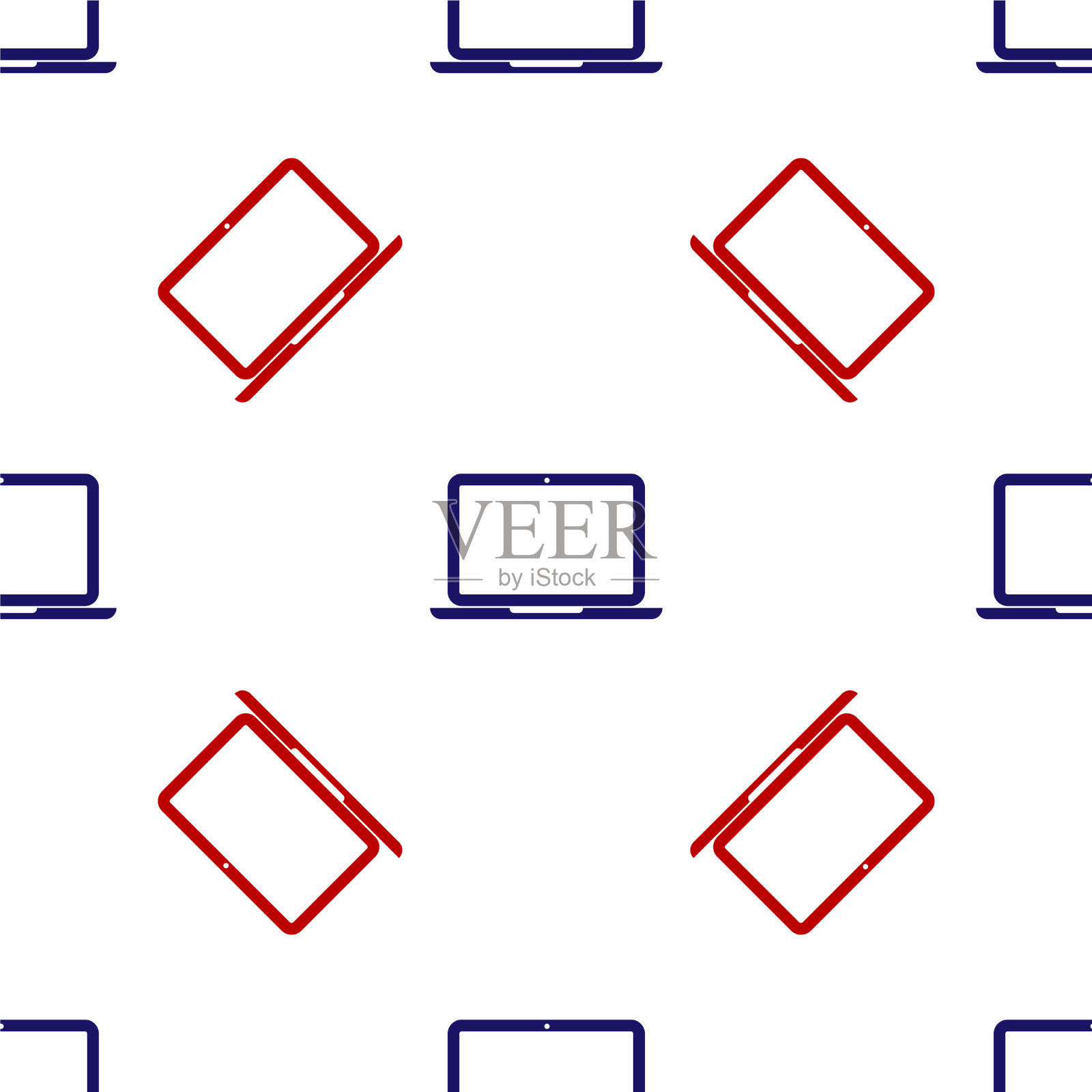 蓝色和红色的笔记本图标隔离无缝模式插画图片素材