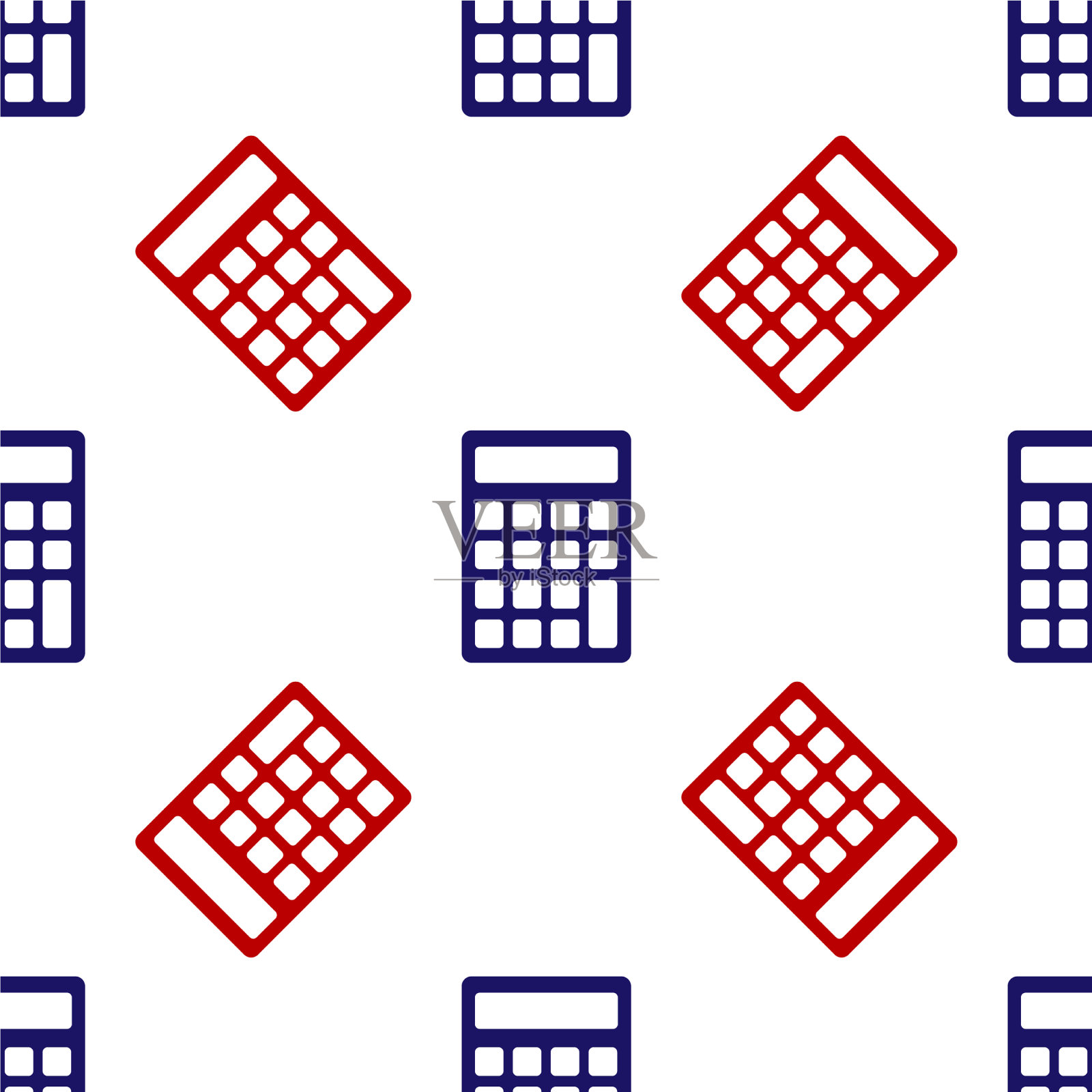 蓝色和红色的计算器图标隔离无缝插画图片素材