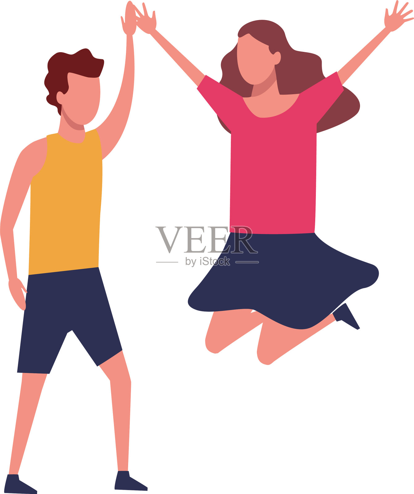 阿凡达快乐的男人和女人在跳跃插画图片素材