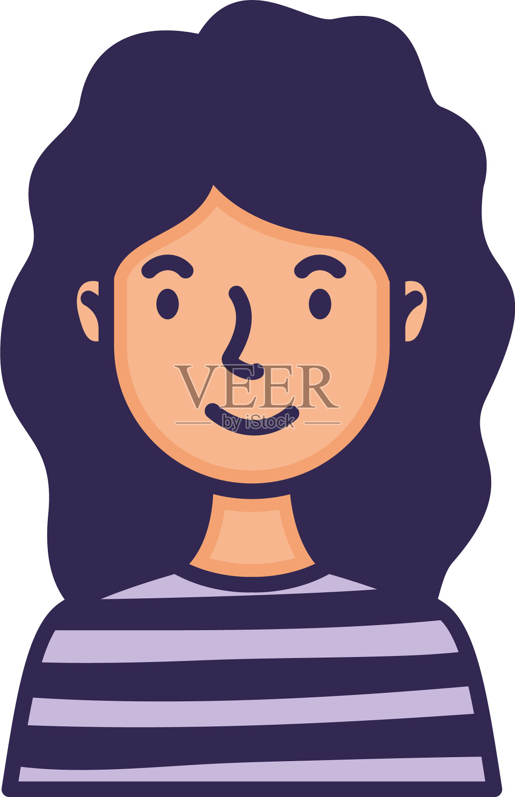 女性头像角色填充风格插画图片素材