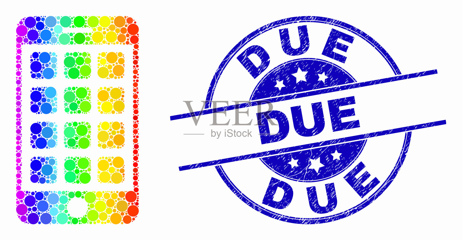 频谱点手机图标和遇险插画图片素材