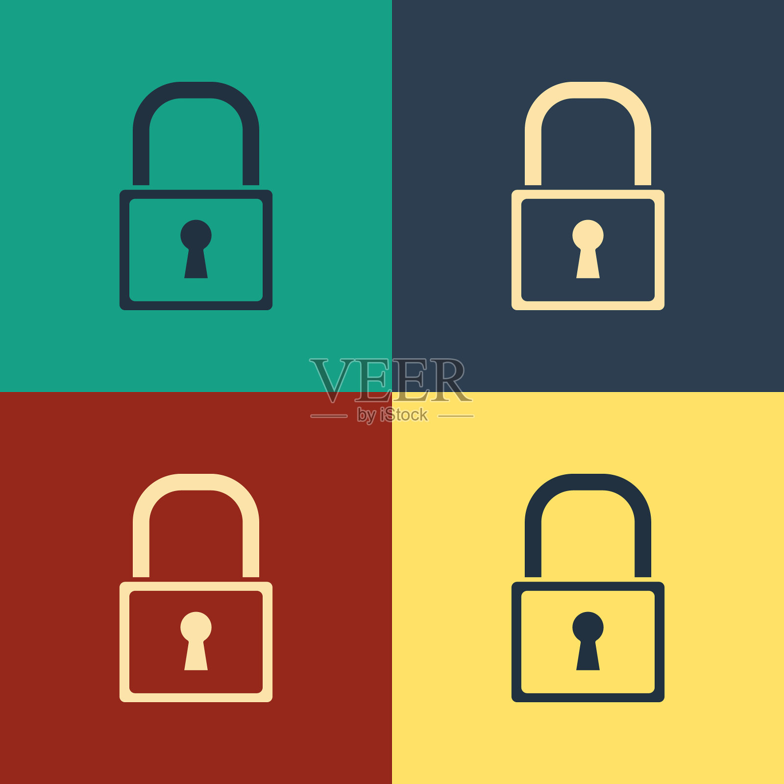 颜色锁定图标隔离在颜色背景上图标素材