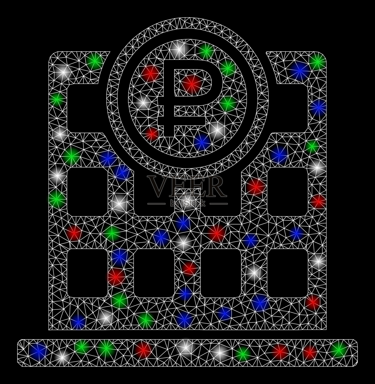 明亮的网胴体卢布银行办公室与闪光插画图片素材