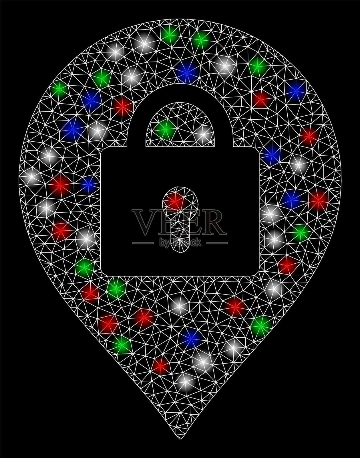 明亮的网线框架锁标记与光插画图片素材