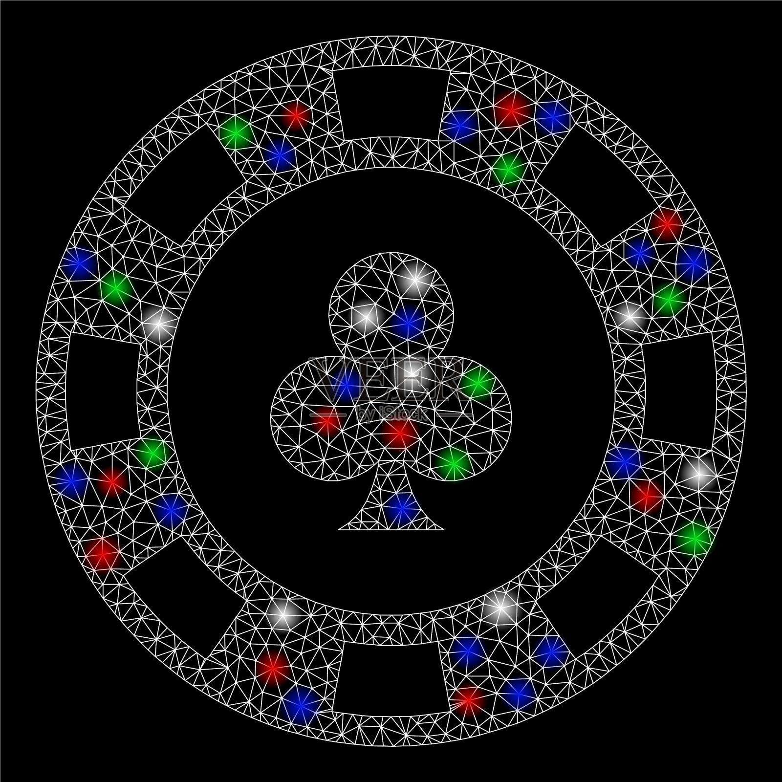 亮网钢丝框俱乐部赌场用芯片插画图片素材