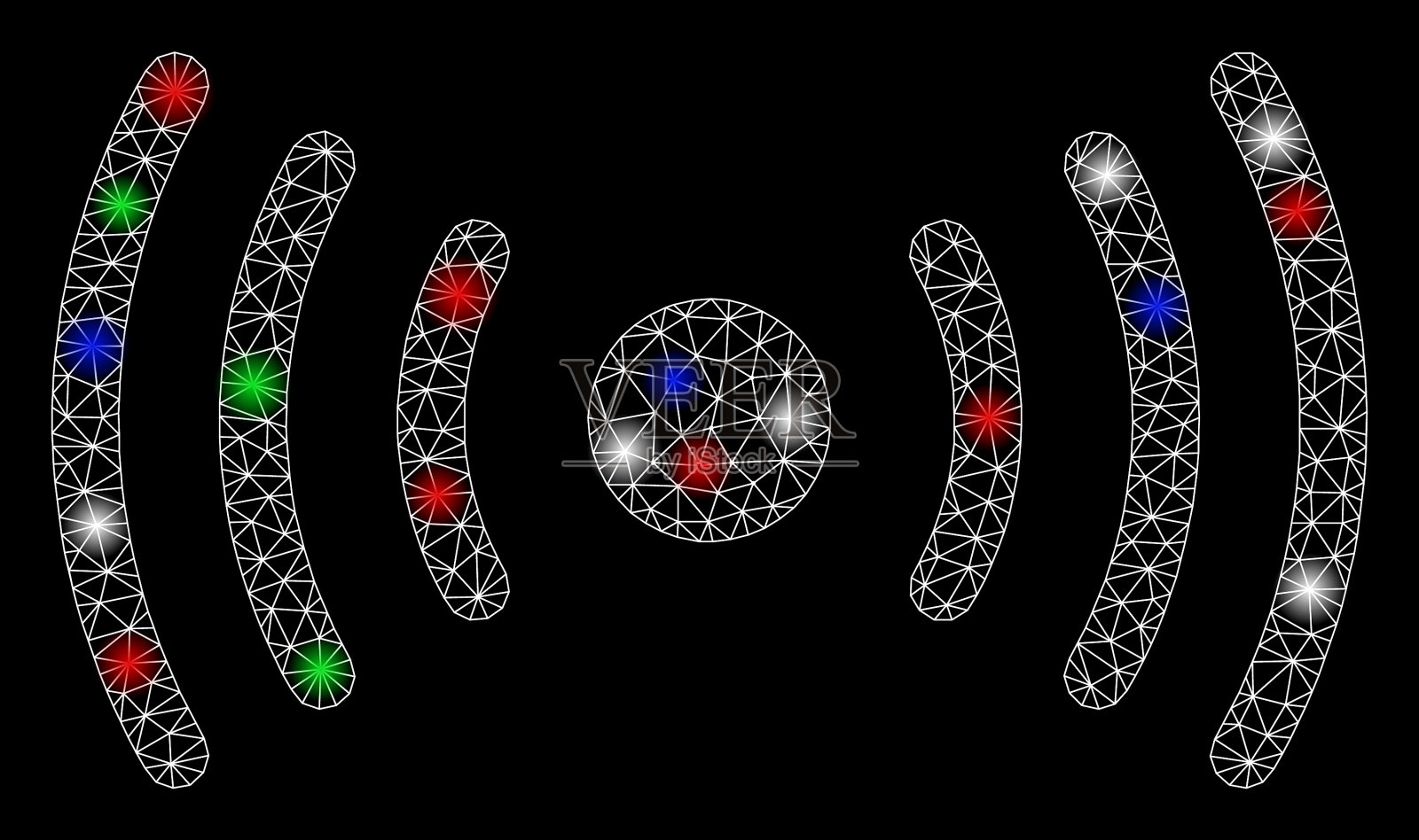 明亮的网线框架wi-fi点与耀斑插画图片素材
