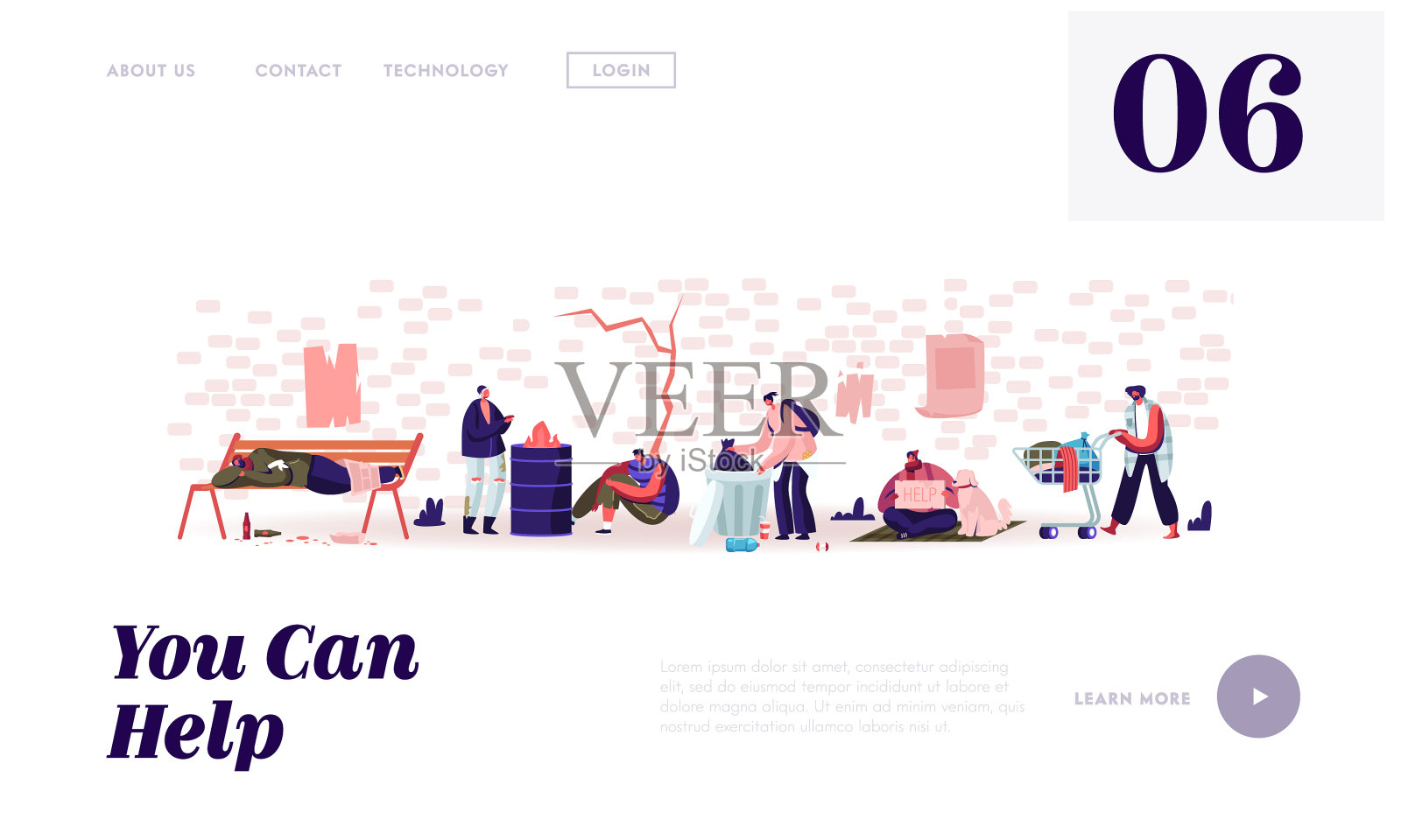 无家可归的穷人到处乞讨钱和需要设计模板素材