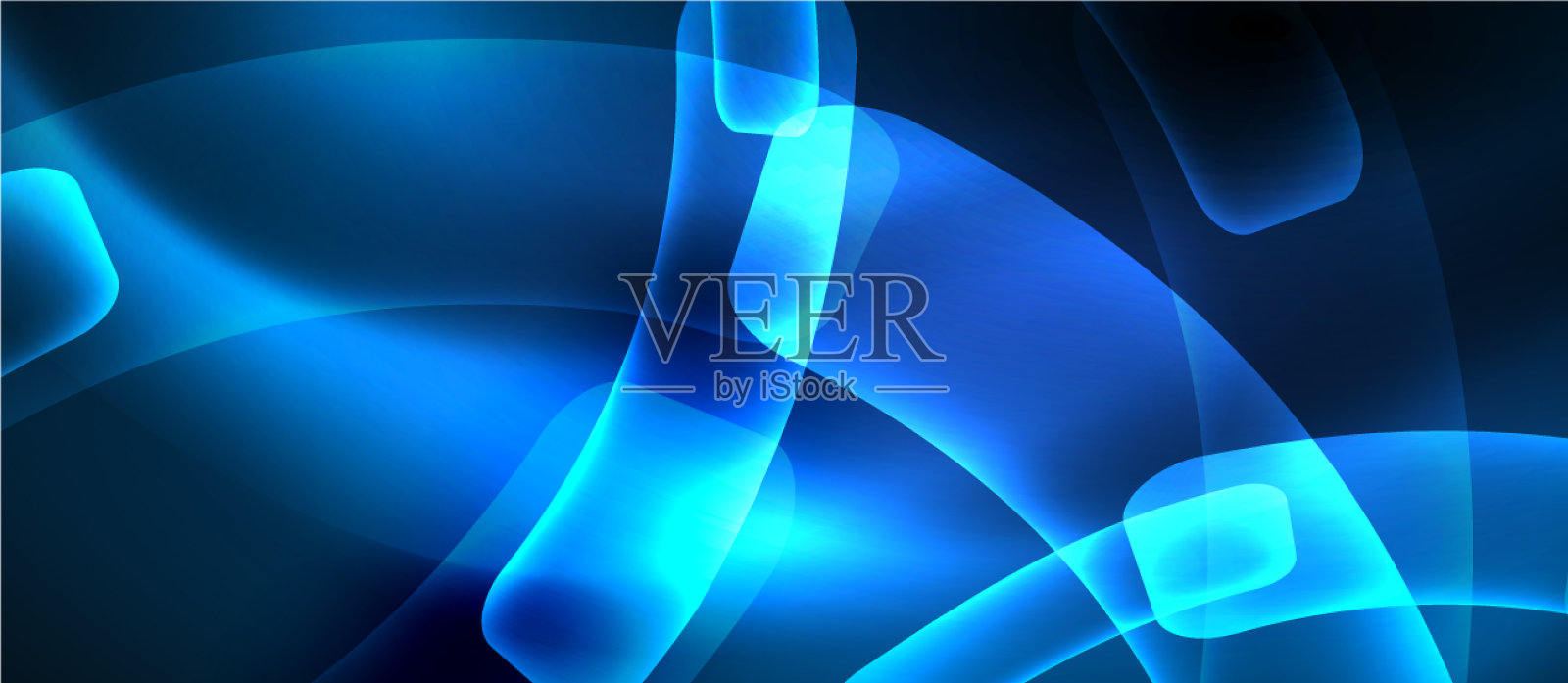 霓虹抽象波浪背景上的灯光闪闪发亮插画图片素材