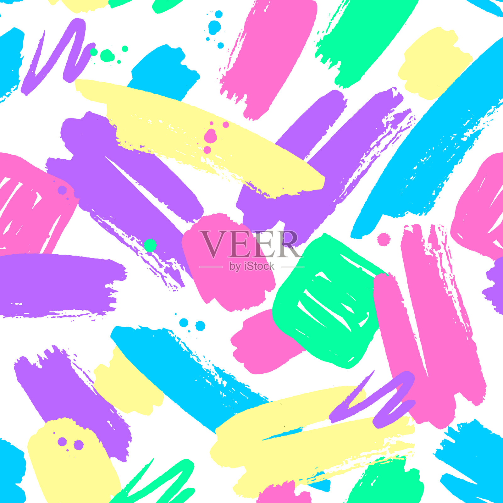 抽象彩色笔触无缝图案插画图片素材