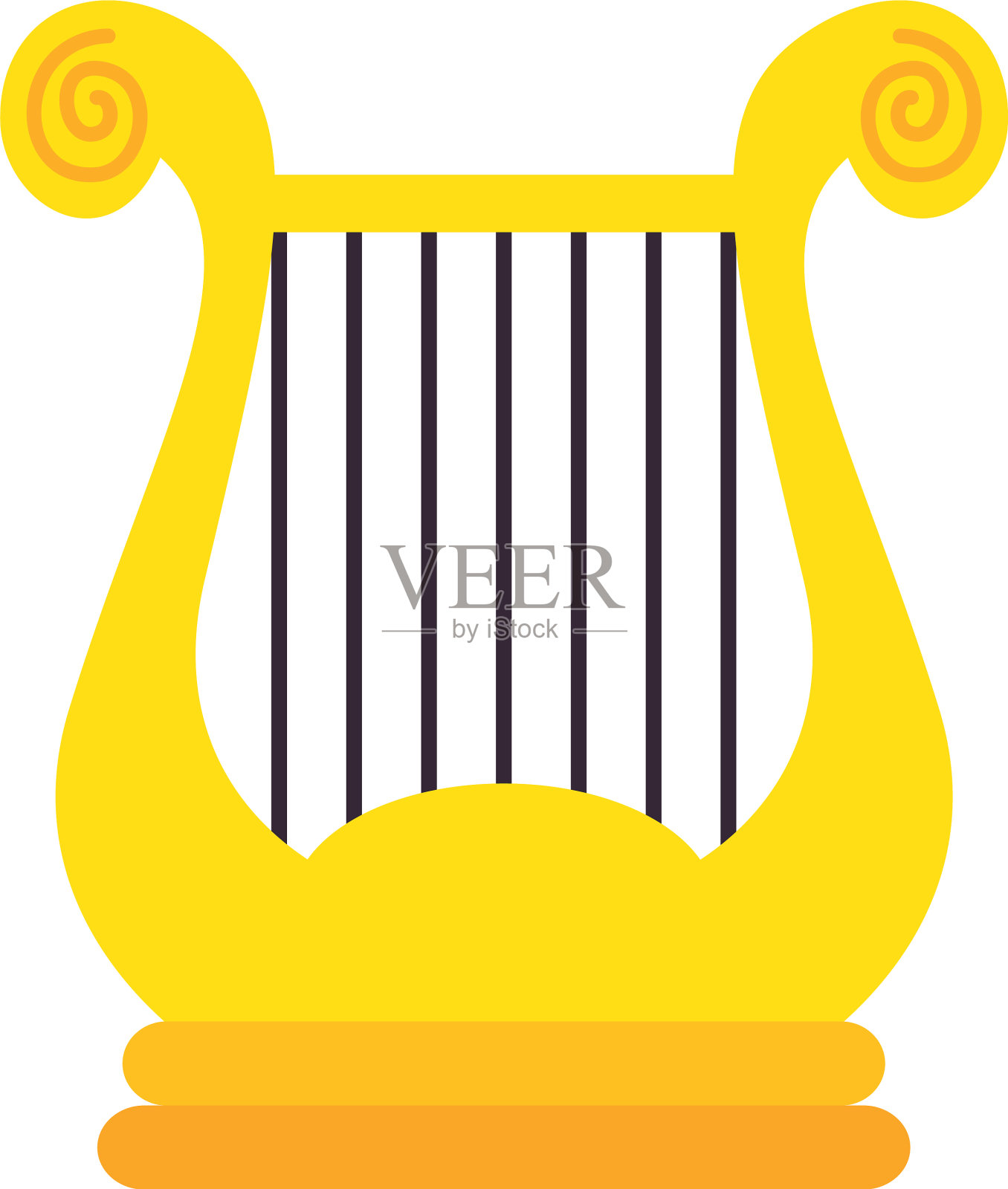 竖琴音乐平面风格的图标设计元素图片