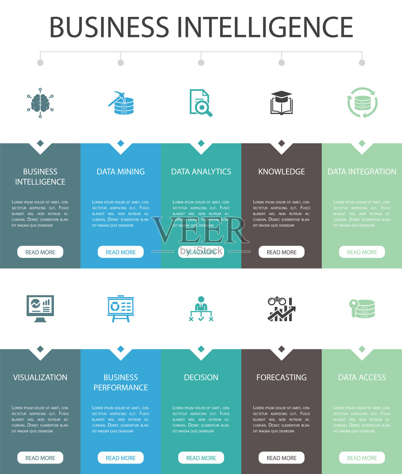 商业智能信息图10选项UI插画图片素材