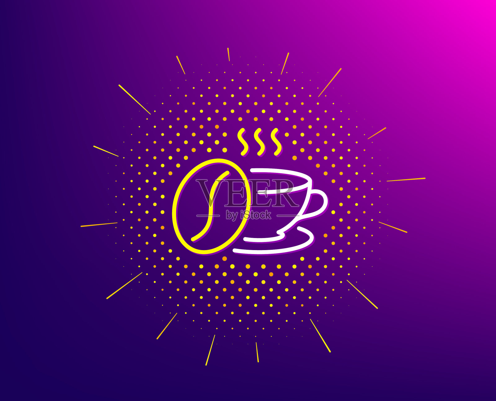 咖啡杯与豆线图标热卡布奇诺插画图片素材