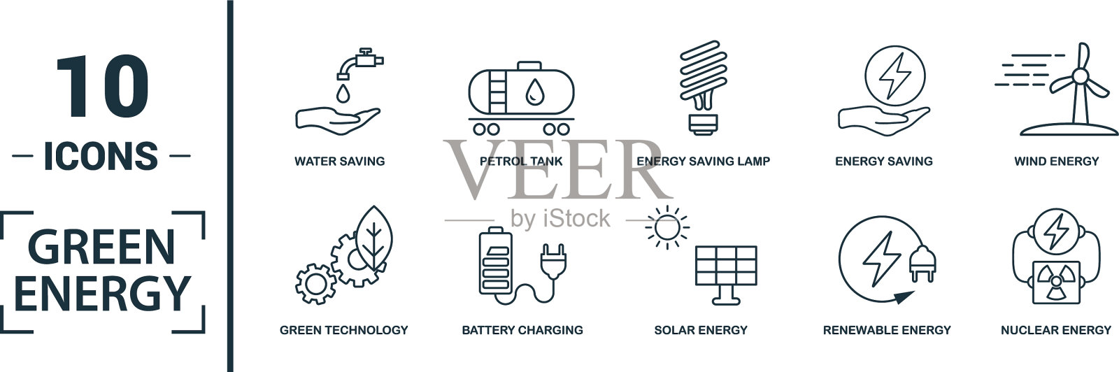 电力和能源图标集包括创意图标素材