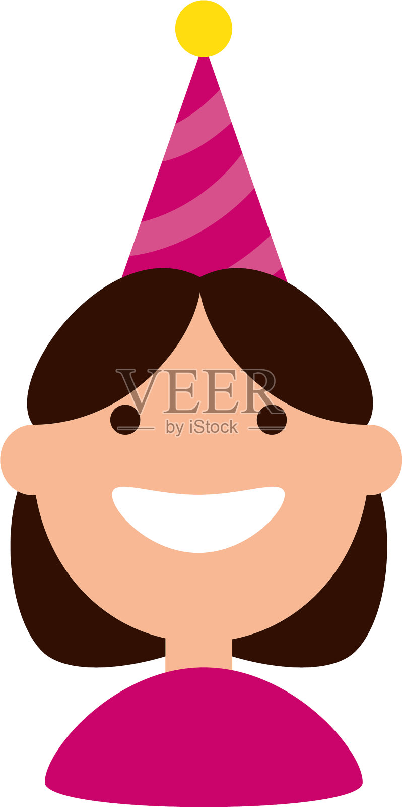 小女孩与帽子派对详细的风格图标设计元素图片