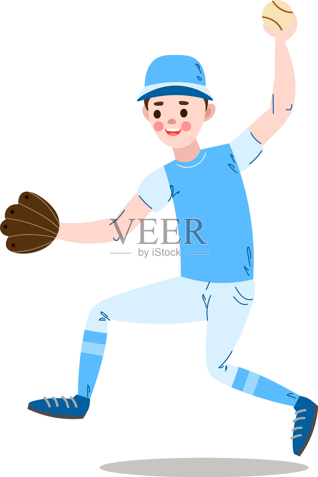 那个穿蓝色制服的少年棒球运动员设计元素图片