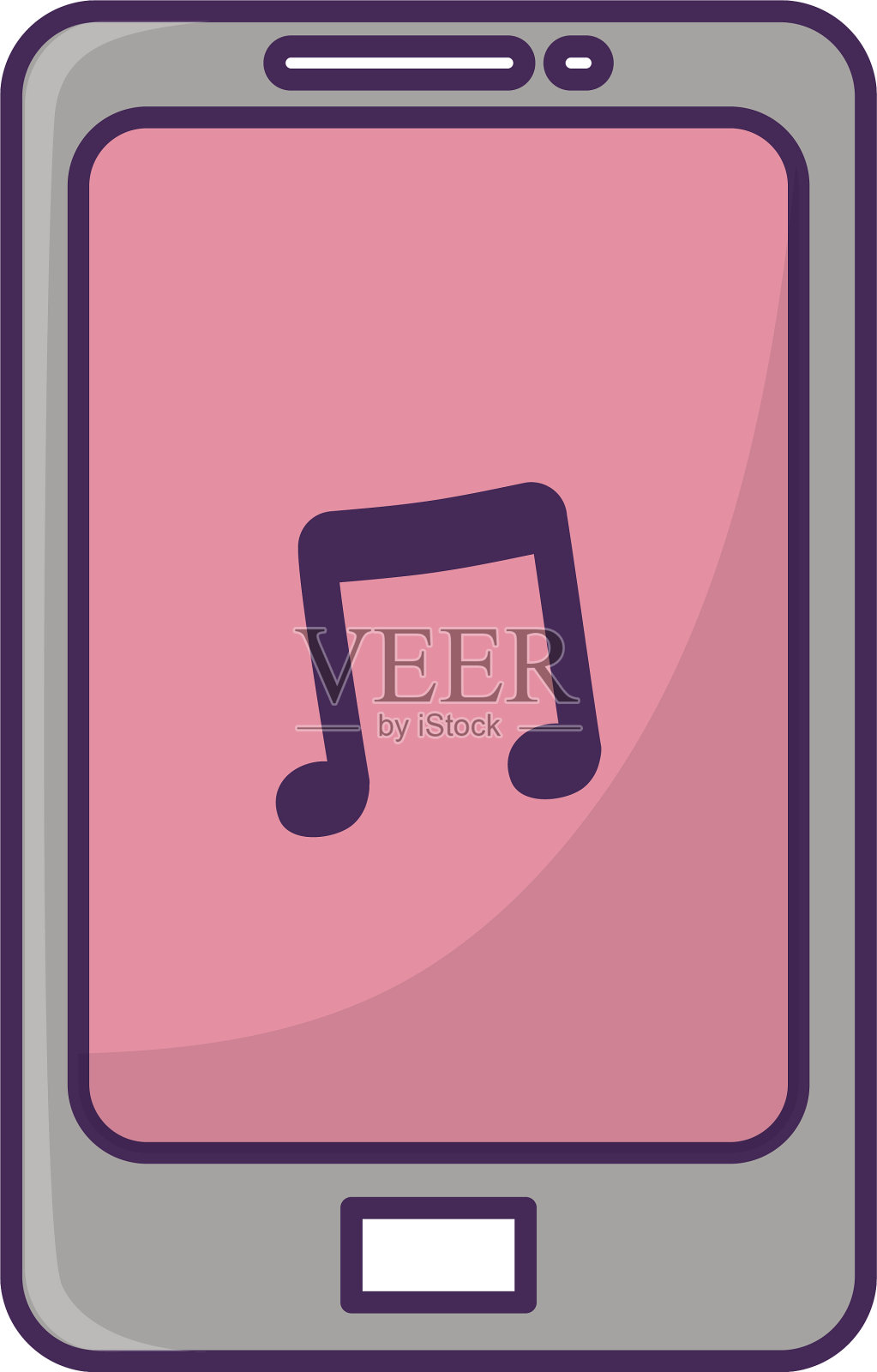 白色背景上的智能手机音乐笔记图标图标素材