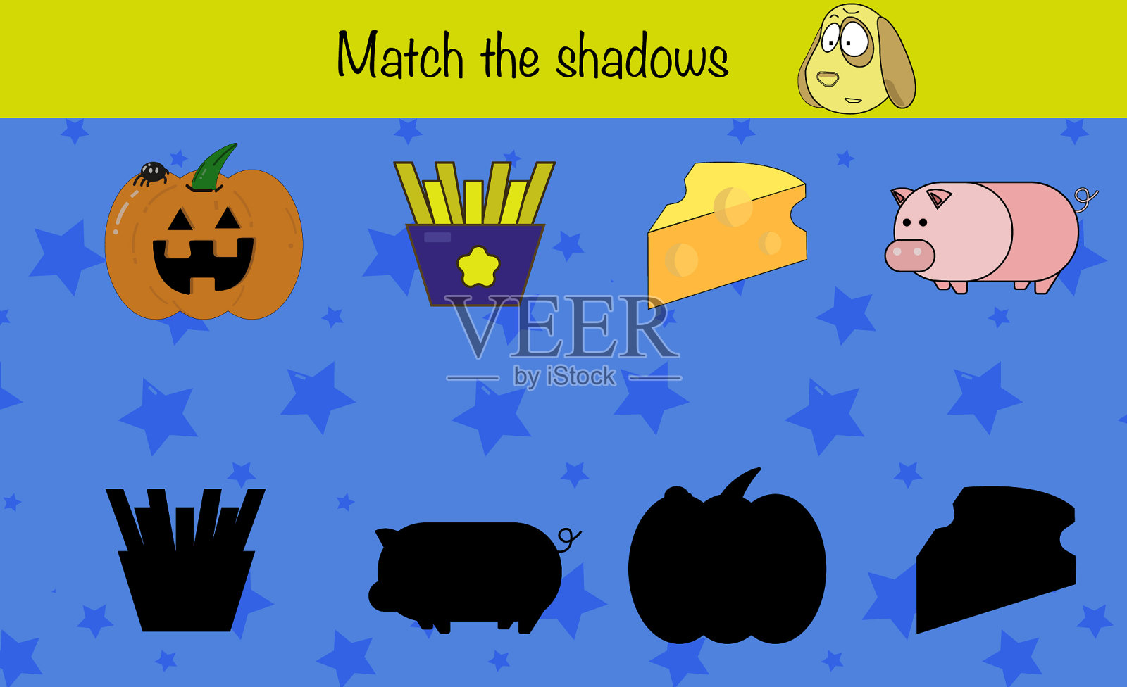 匹配阴影儿童教育游戏智商插画图片素材