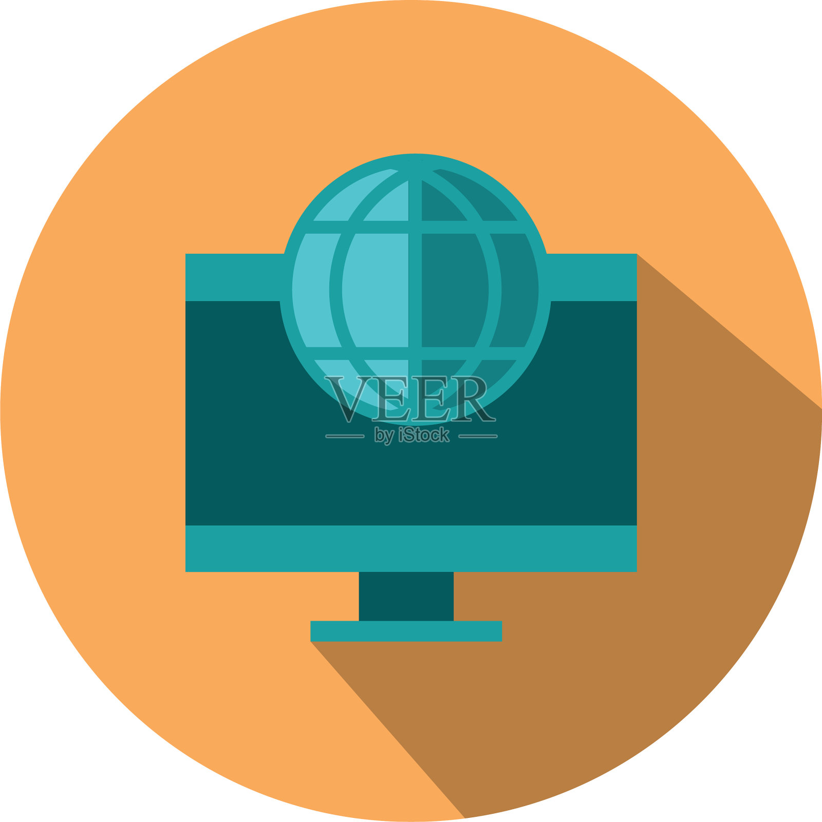 计算机世界商业战略图标块阴影图标素材