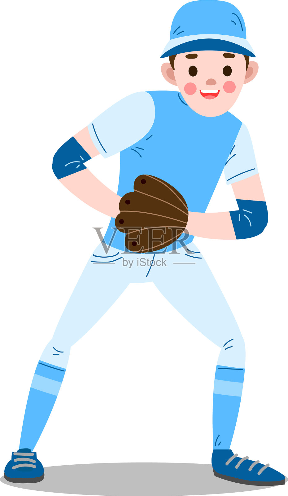 戴着棒球手套看球的男孩设计元素图片
