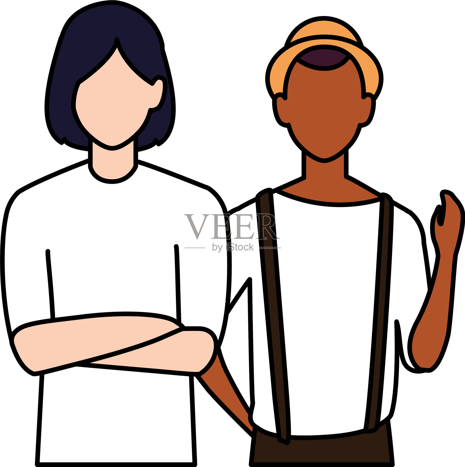 在白色衣服上摆出不同姿势的无名男人们设计元素图片