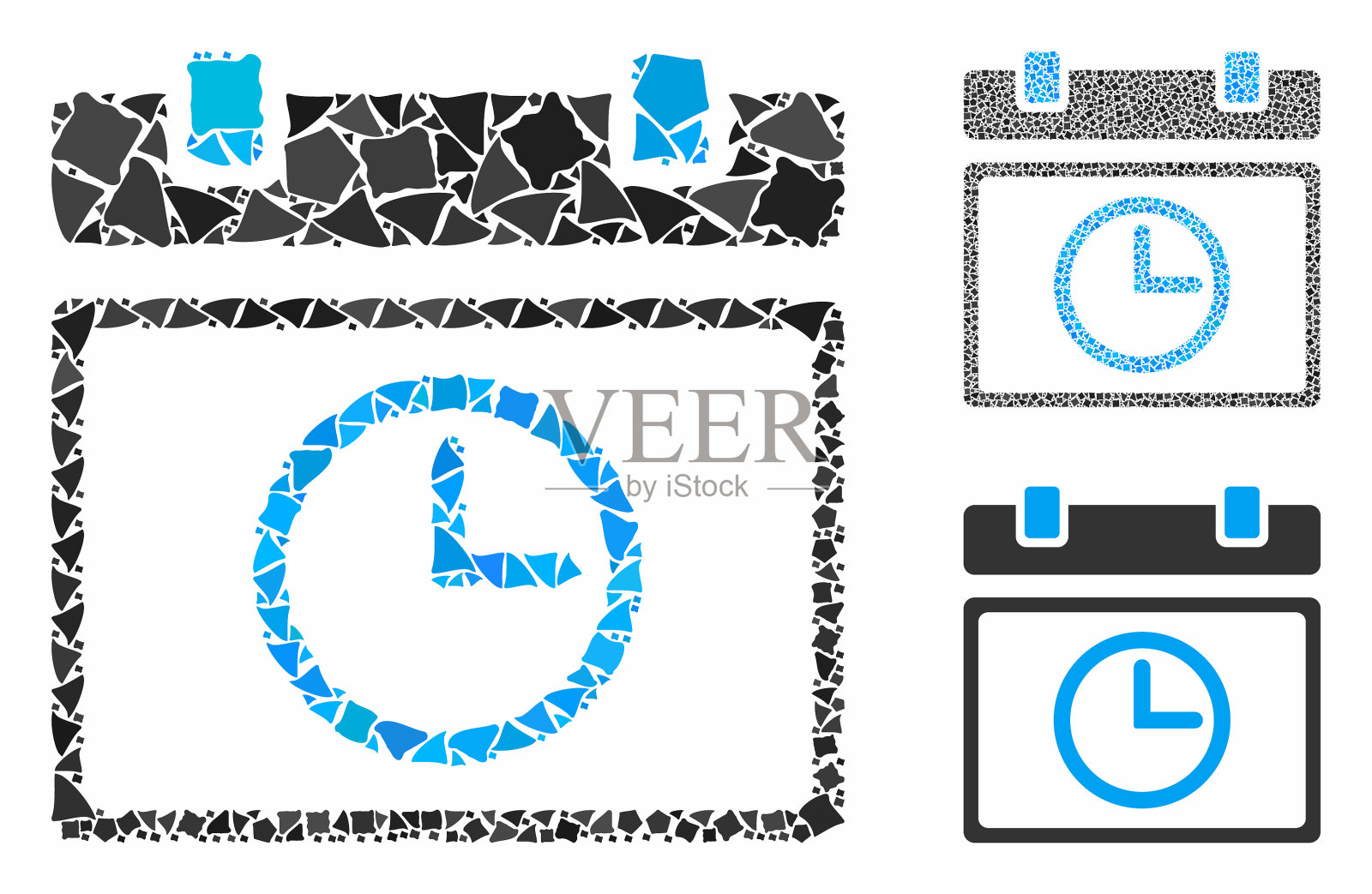 日期时间马赛克图标坚固件插画图片素材