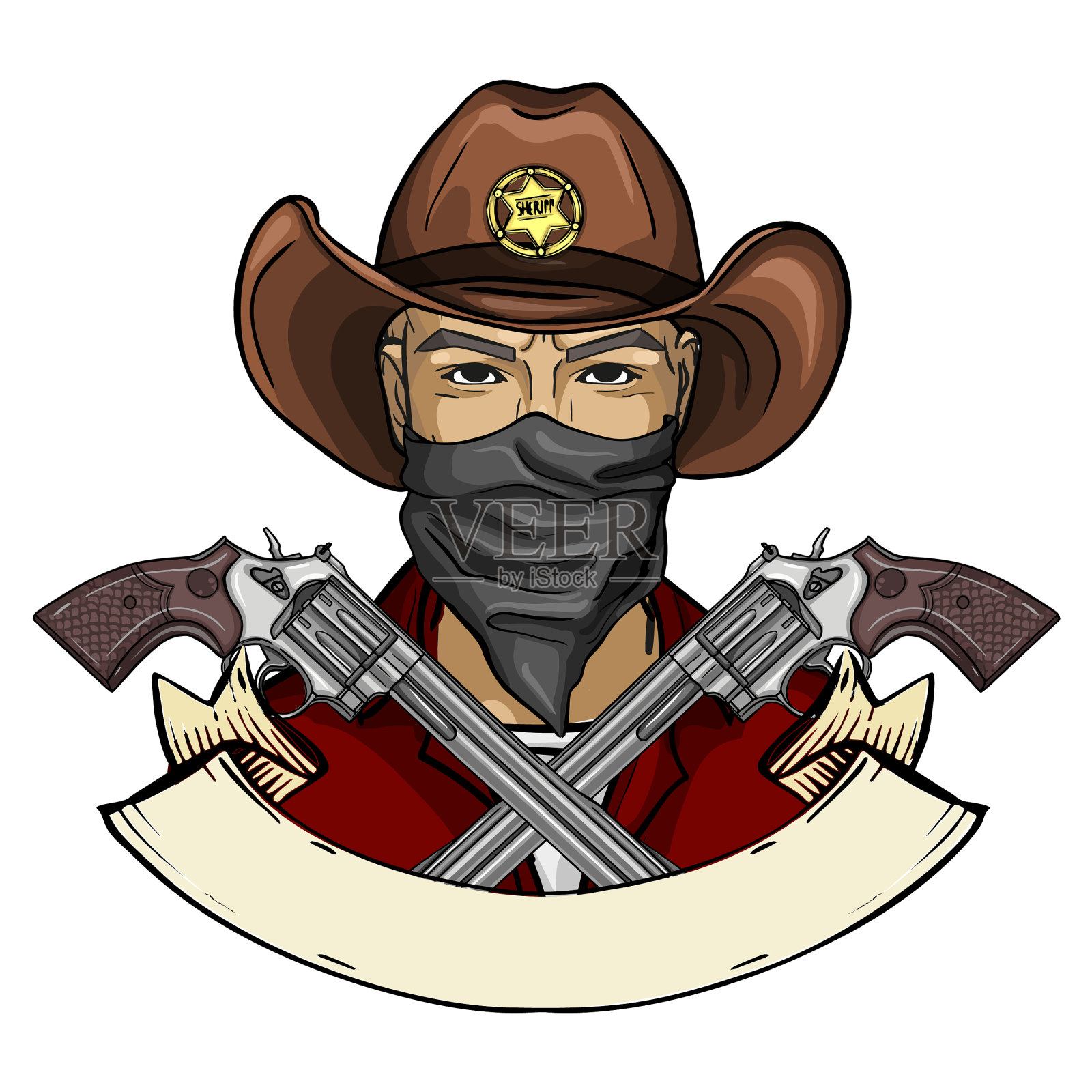 手绘草图牛仔图标设计元素图片