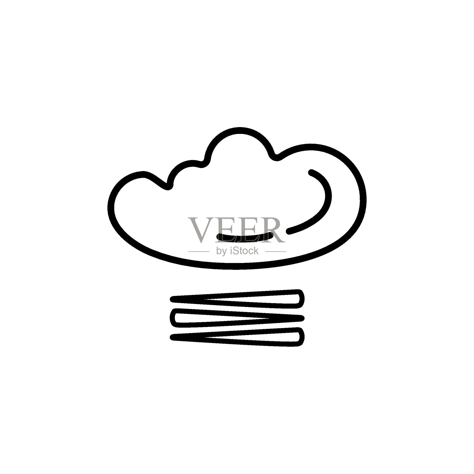 天气预报线图标的雾孤立在白色的背景。天气符号在现代轮廓风格。用于网站设计和移动应用程序。矢量图插画图片素材