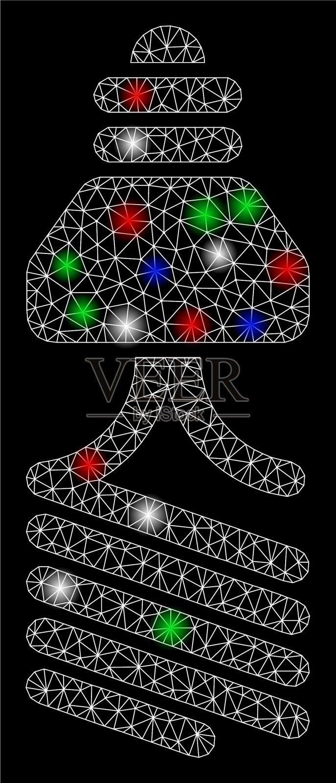 亮网线框节能灯泡插画图片素材