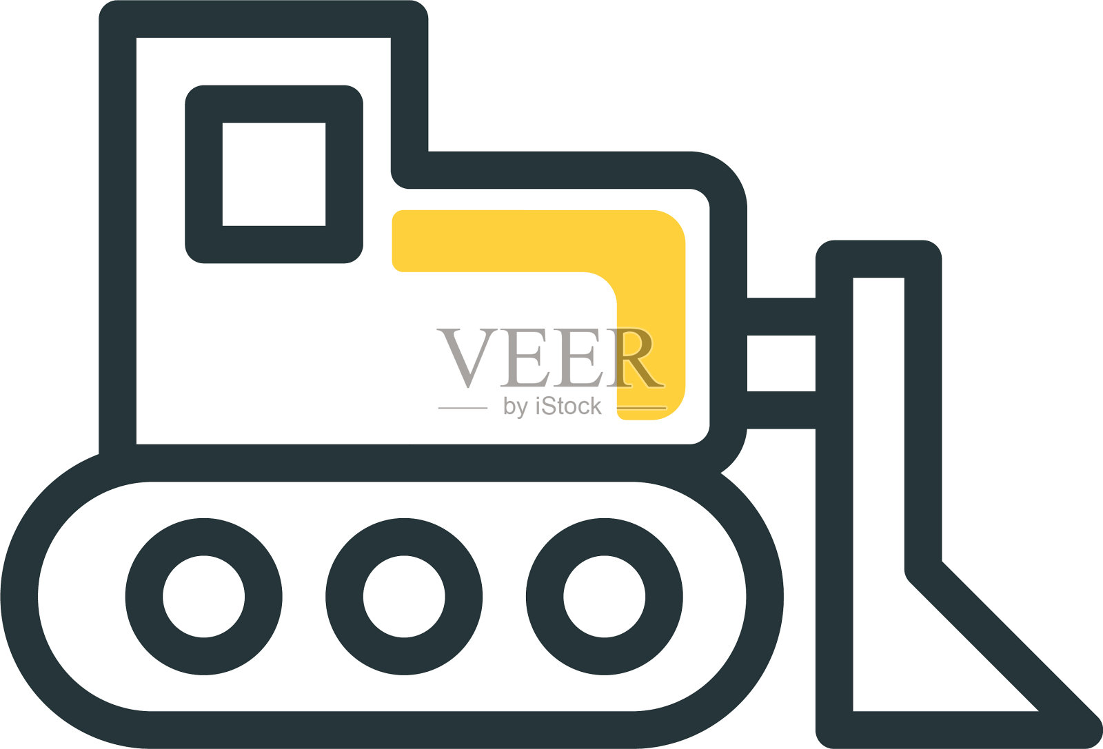 孤立施工轮式装载机图标填充设计元素图片