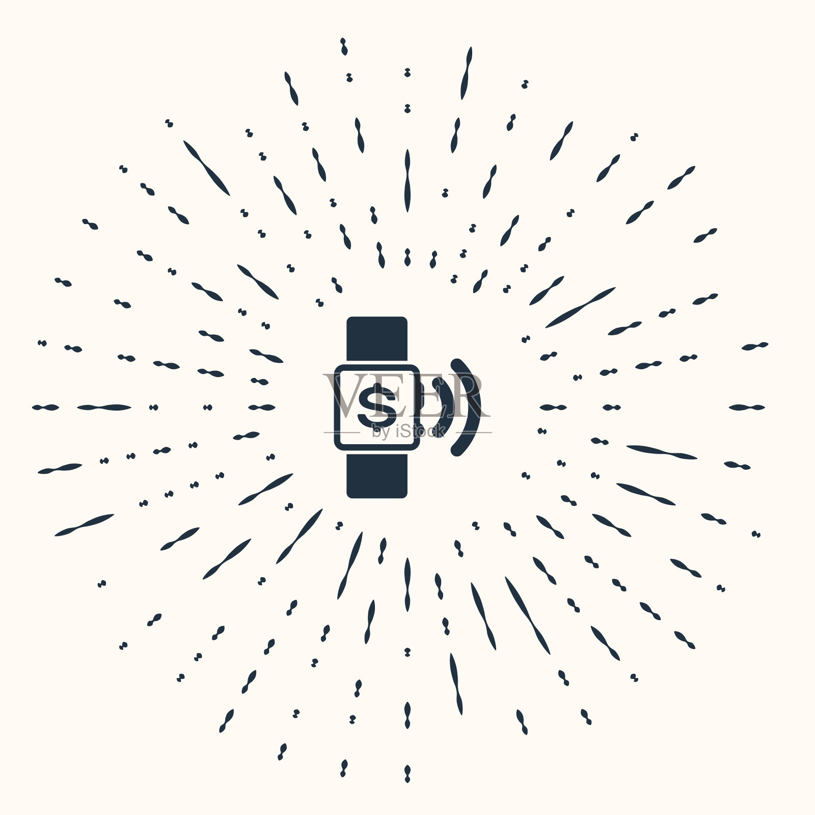 灰色非接触支付图标隔离在米色插画图片素材