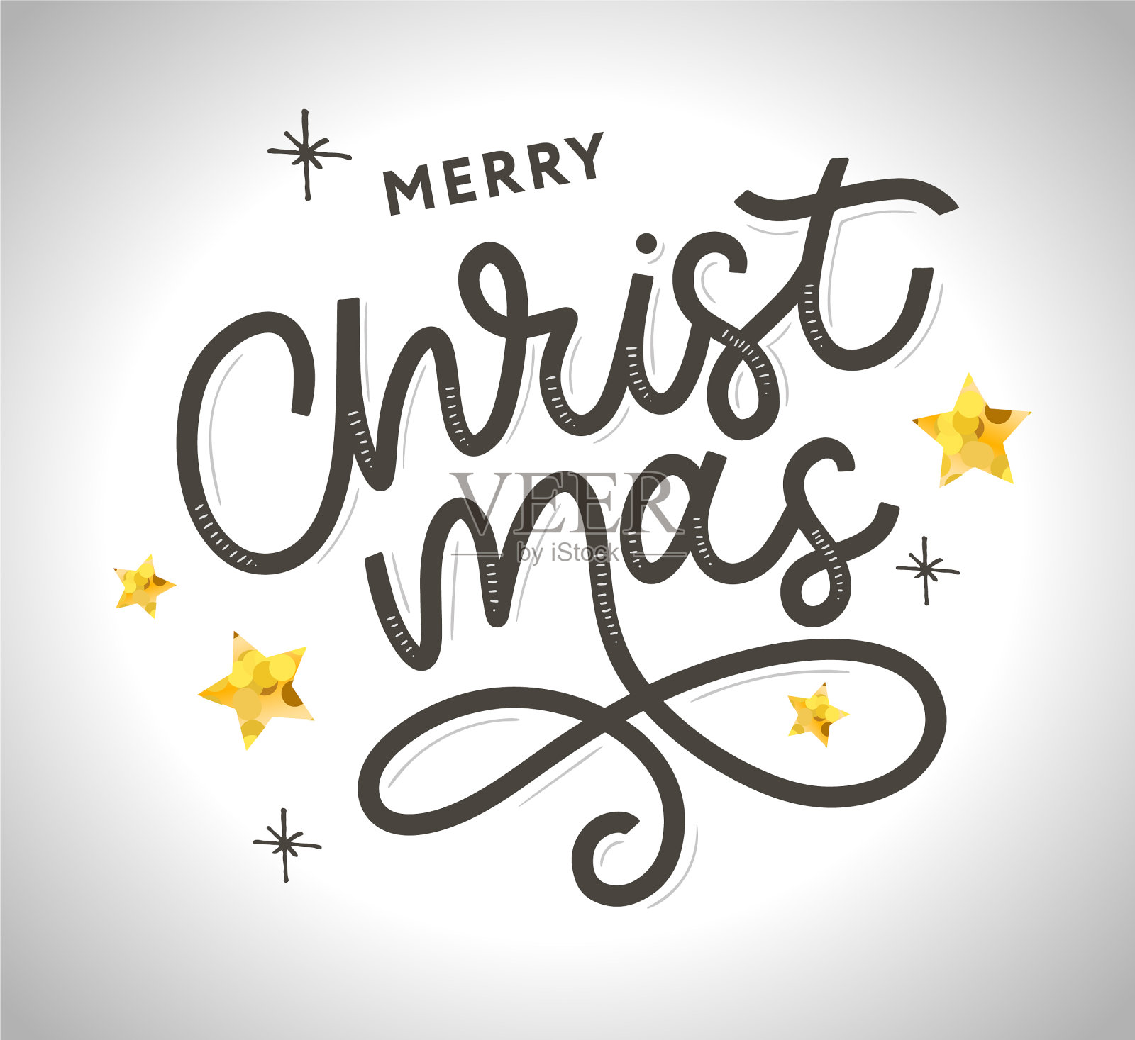 圣诞快乐金灿灿的字母设计插画图片素材