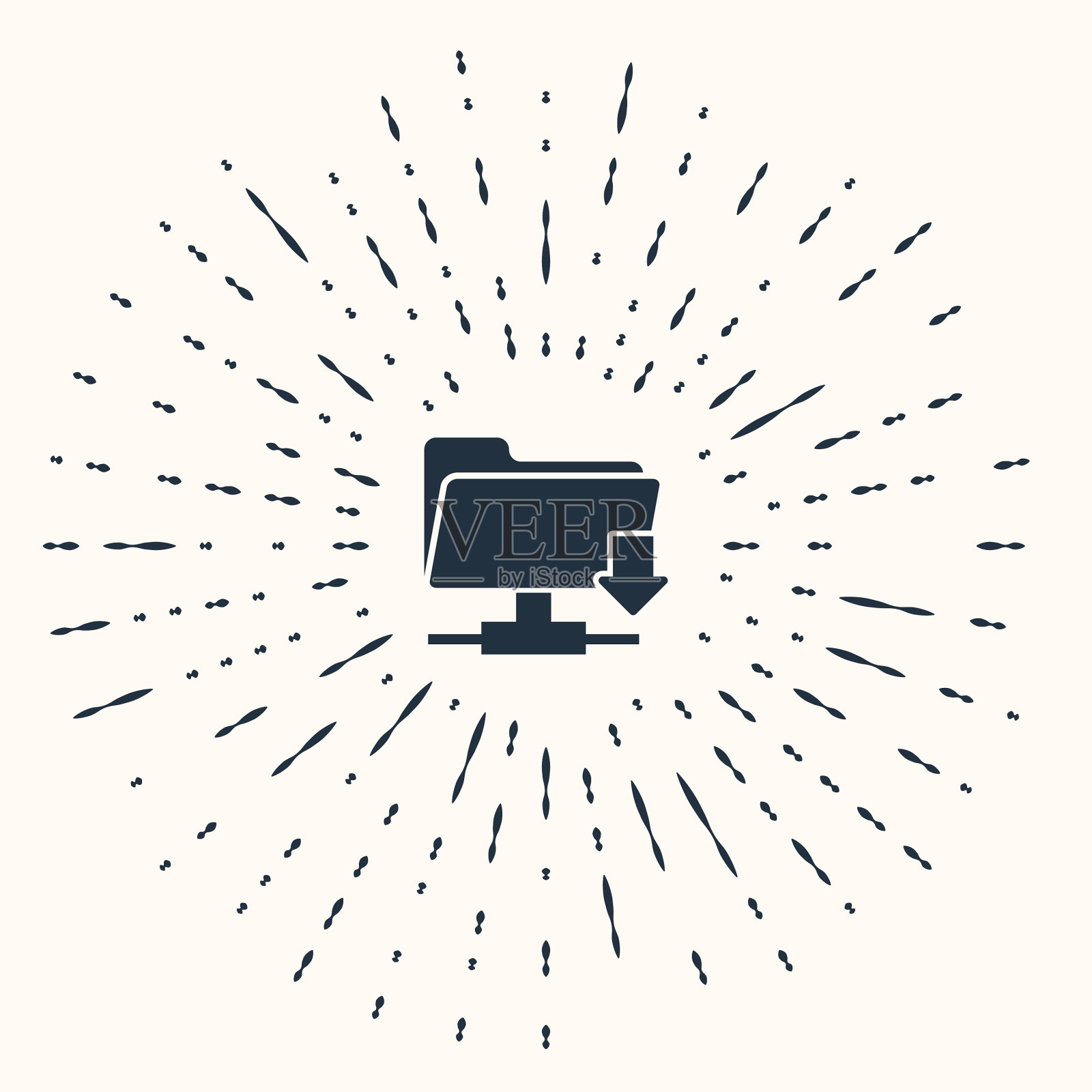 灰色的FTP文件夹下载图标隔离在米色插画图片素材