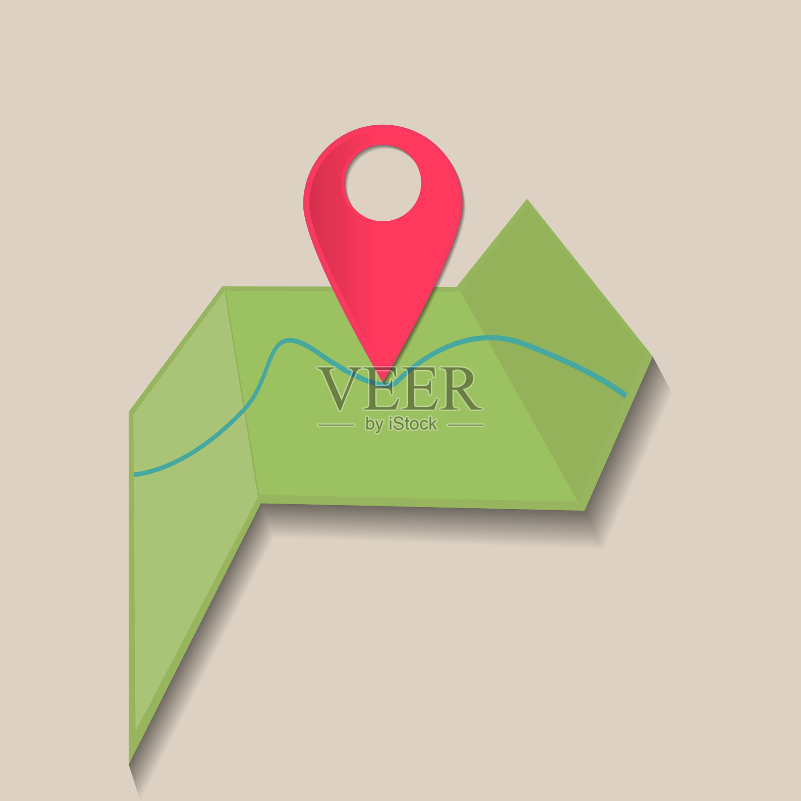 图像定位在地图上标记GPS图标红色插画图片素材