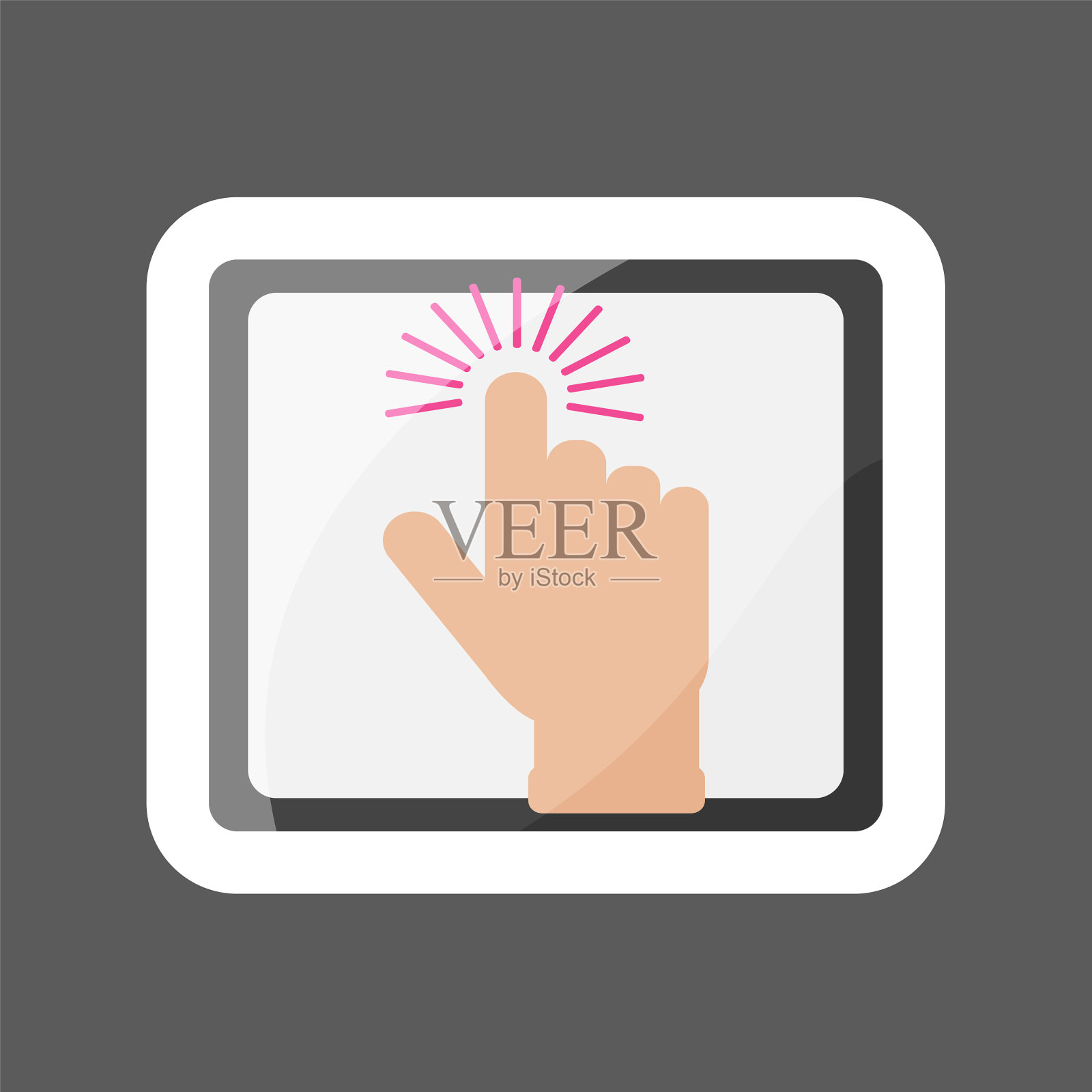 手点击平板电脑图标上的按钮图标素材