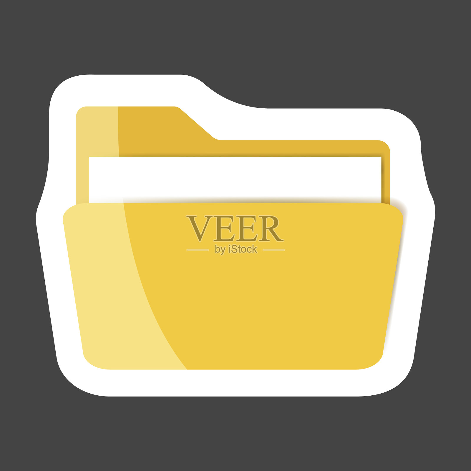 黄色文件夹图标与一张彩色纸图标素材